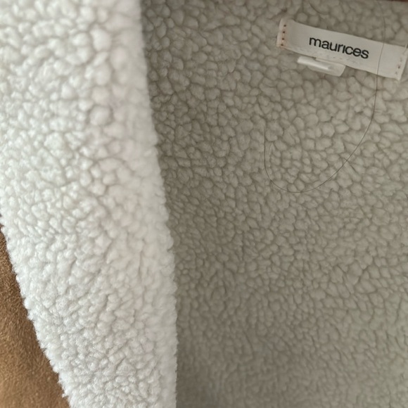 Maurice’s Brown Faux Suede Sherpa Trim Vest Womens Small - Picture 2 of 7